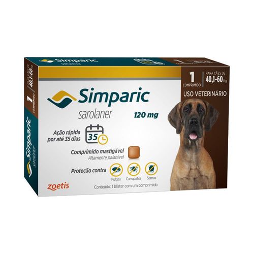 Simparic 120 Mg Para Cães De 40,1 A 60 Kg