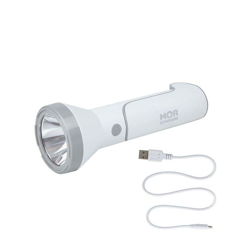 Lanterna 140 Lumens Branca Recarregável Mor 9186