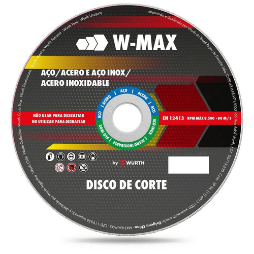 Disco Abras Corte Inox W-Max 115X1,0X22