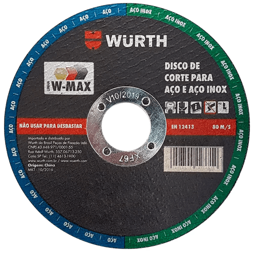 Disco Corte Metal 4.1/2" W-Max Wurth